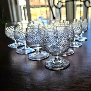 Crystal Cordial Toasting Glass Set of 10 Handblown Delicate Stem Ware  Waterford